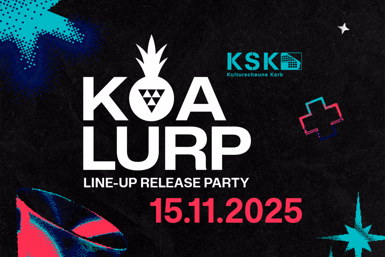 Ankündigungsplakat zur KOA LURP Line-Up Release Party am 15.11.2025 in der Kulturscheune Karben