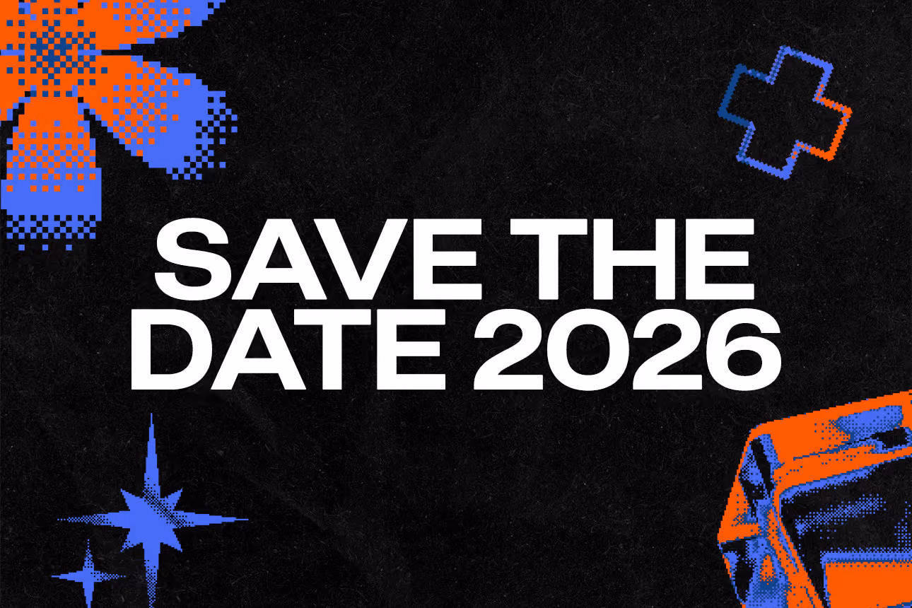 Grafik mit dem Schriftzug ‚Save the Date 2026‘ vor dunklem Hintergrund